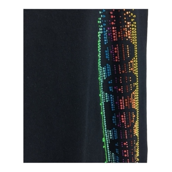 BEBE Black Rainbow Pull On Cropped Jogger Shorts size Large - Picture 4 of 7